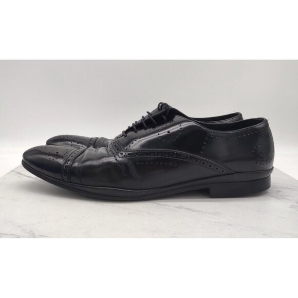PRADA Mens Leather Dress Shoes Size 12 E Black Lace Up Oxford 1316 main image 7
